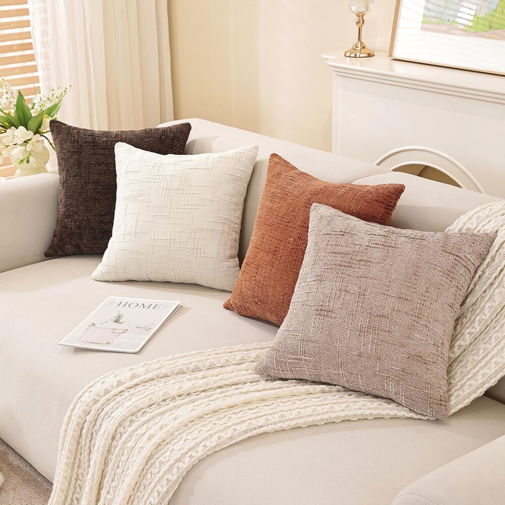 5310 Chenille Throw Pillow Covers 12x20 Inch Set of 2,Thick Textured Slubby - Picture 2 of 6